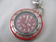 Colibri Men's Keychain Clip On Watch Silver Toned Red