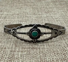 Vtg 1930/60s Maisel's Trading Post Sterling Silver Native American Cuff Bracelet