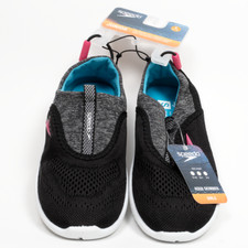 NEW- Speedo Junior Girls' Aqua Skimmer Water Shoes BLACK/HAWAII Size S 11-12 NEW