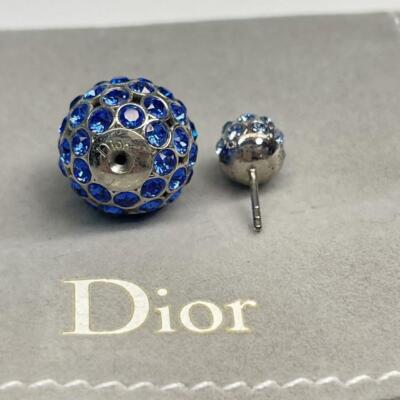 その他 dior Christian Dior Earrings Ball Rhinestone Blue Women's From