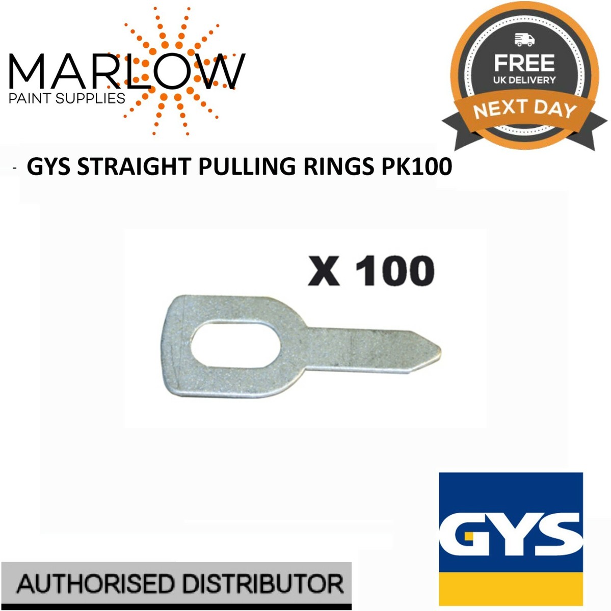 100-Pack Of Straight Steel Dent Pulling Weld Rings/Keys/Tabs