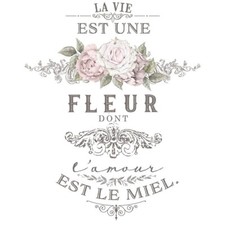 Re-Design Prima L'Amour Est Le Miel Transfer 27 x 36" Floral Rub-On Transfer