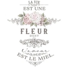 Re-Design Prima L'Amour Est Le Miel Transfer 27 x 36" Floral Rub-On Transfer