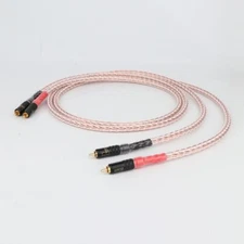 Pair HI-End 5AWG Pure Copper RCA To RCA Hifi Audio Cable Interconnect Line