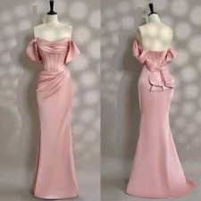 Fashion Mermaid Evening Dresses Off Shoulder with Bow Pleated Sequin Party Gowns