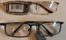 NYS Reading Glasses 2.25 Strength Metal Frame Shiny Clear Classy