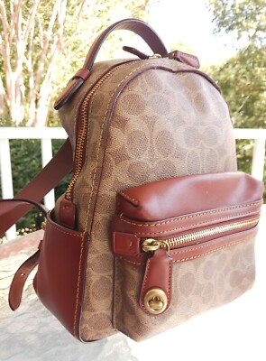 COACH 32715 SMALL Campus Cognac Signature C and Leather Backpack | eBay