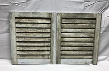 Pair VTG Small Dirty Gray Antique House Wood Window Shutters 16x19 Old 177-23B
