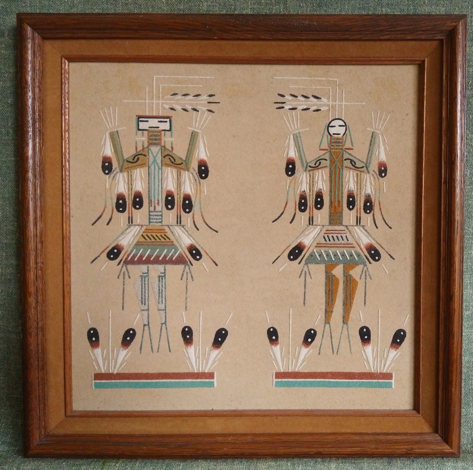 NAVAJO YEI SAND ART Painting Native American Grelly USA