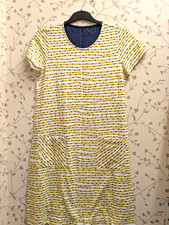 striped short sleeve pocket dress yellow blue dotty size m