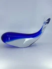 VTG Handblown Murano Style Cobalt Blue Whale Paperweight 6"Hx9"L Ocean Figurine
