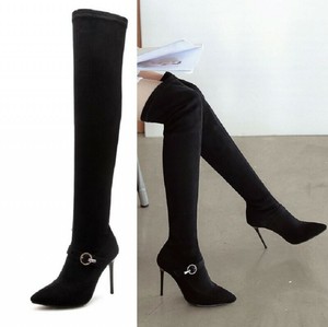 stretch pull on knee high boots