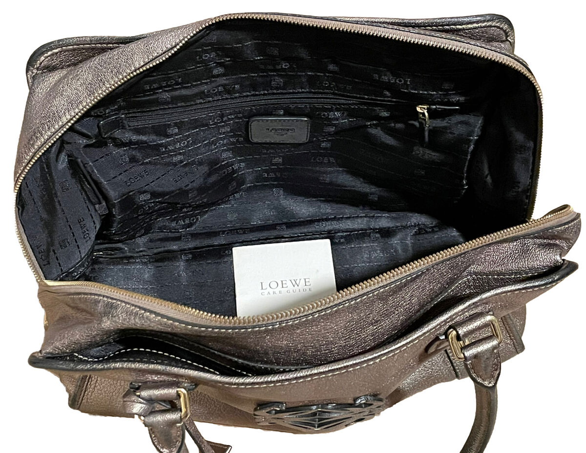 Rare vintage Loewe handbag with zipper and optional lock and Rare vintage Loewe handbag with zipper and optional lock and