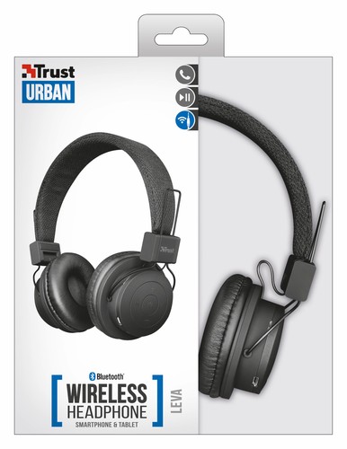 NUOVO TRUST 21754 LEVA Wireless Bluetooth Ricaricabile Cuffie, microfono  incorporato | eBay