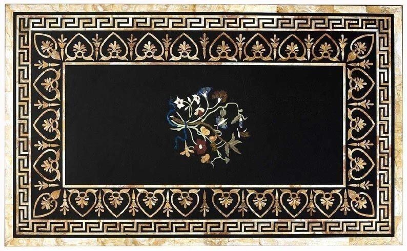 48 Inch Black Marble Dining Table Coffee Table or Centerpiece for Home Decor  