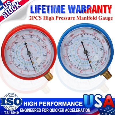 2 High/Low Cooling Pressure Manifold Gauge PSI KPA Air Conditioner Refrigeration