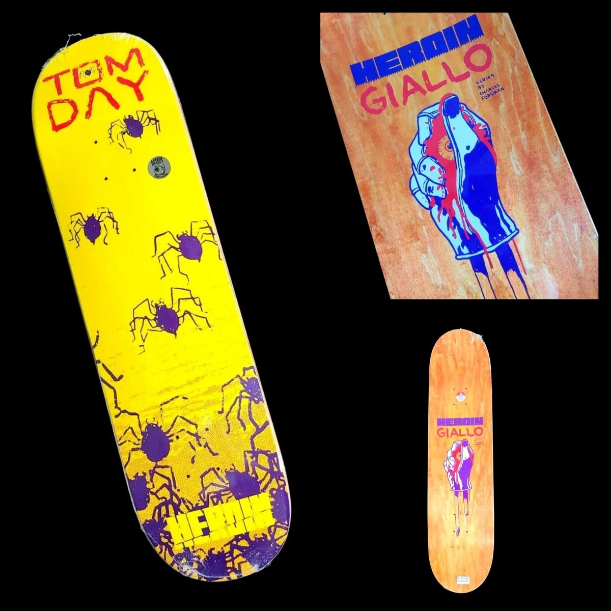 HEROIN TOM DAY スケートボード 8.75インチ Tom Day Heroin Giallo x Charles Foreman Skateboard Deck *New