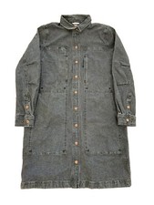 Duluth Trading Co Women’s Long Denim Blue Jean Trench Chore Coat Jacket Medium