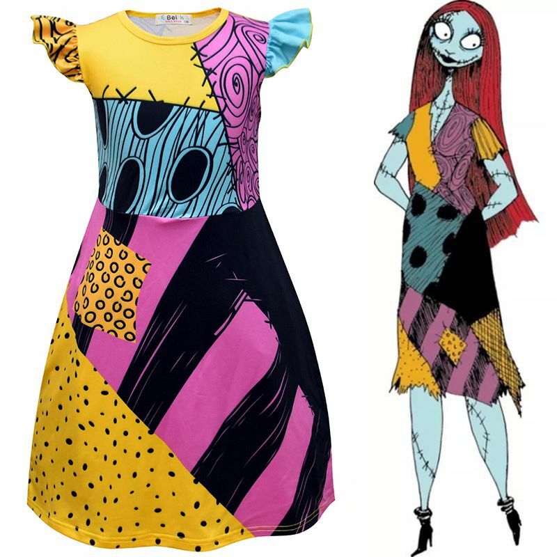 GB The Nightmare Before Christmas Sally Cosplay Dress Halloween Kid Girl Costume