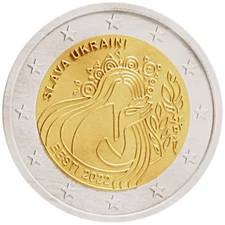 2022 Estonia € 2 Euro Uncirculated UNC Coin - Ukraine & Freedom