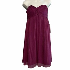 J Crew 100% Silk Strapless Dress Size 6 Womens Purple Sheer Corset Lined Bust