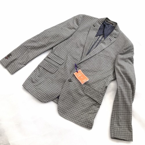 Ted Baker 38R Grey Cotton Check Blazer 