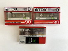 TDK D 90 Blank Audio Cassette Tape Sealed New Vintage 1986 1988 LOT OF 3