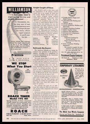 1954 T. D. Williamson Inc. Tulsa Oklahoma Oilfield Pipe Line Equipment Print Ad