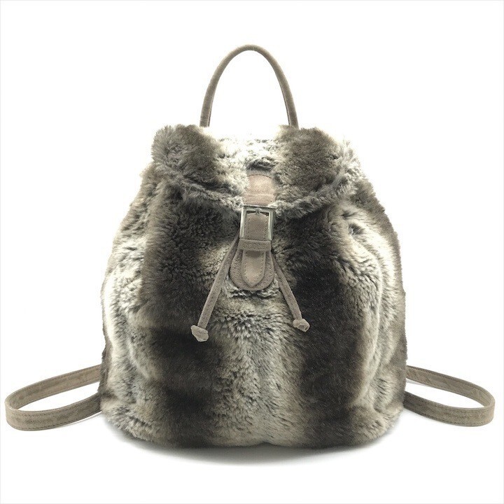 Fendi Gray Mink Fur Backpack Rucksack for Women Premium Luxury SAS 14988702