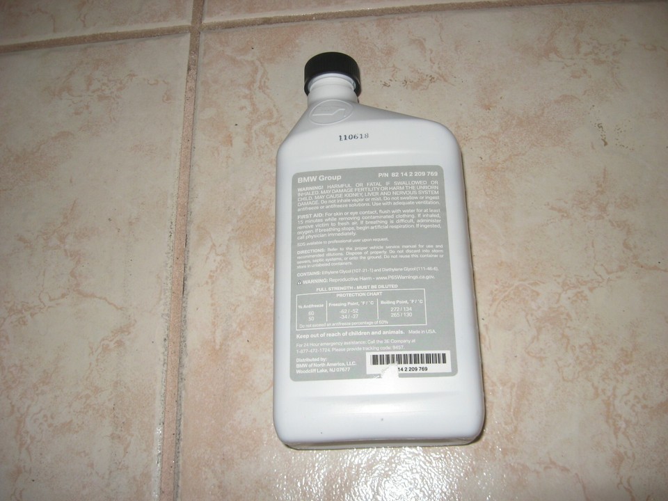 Genuine BMW Coolant / Antifreeze Blue 1 Liter OEM 82142209769 eBay