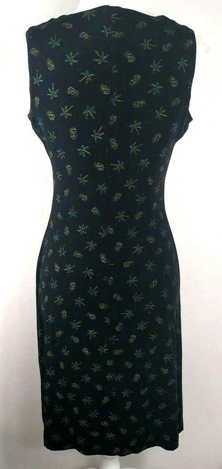 Women's Coldwater Creek Palm Tree Dress Black Stretch No Wrinkle Petite Small - Image 4 of 4