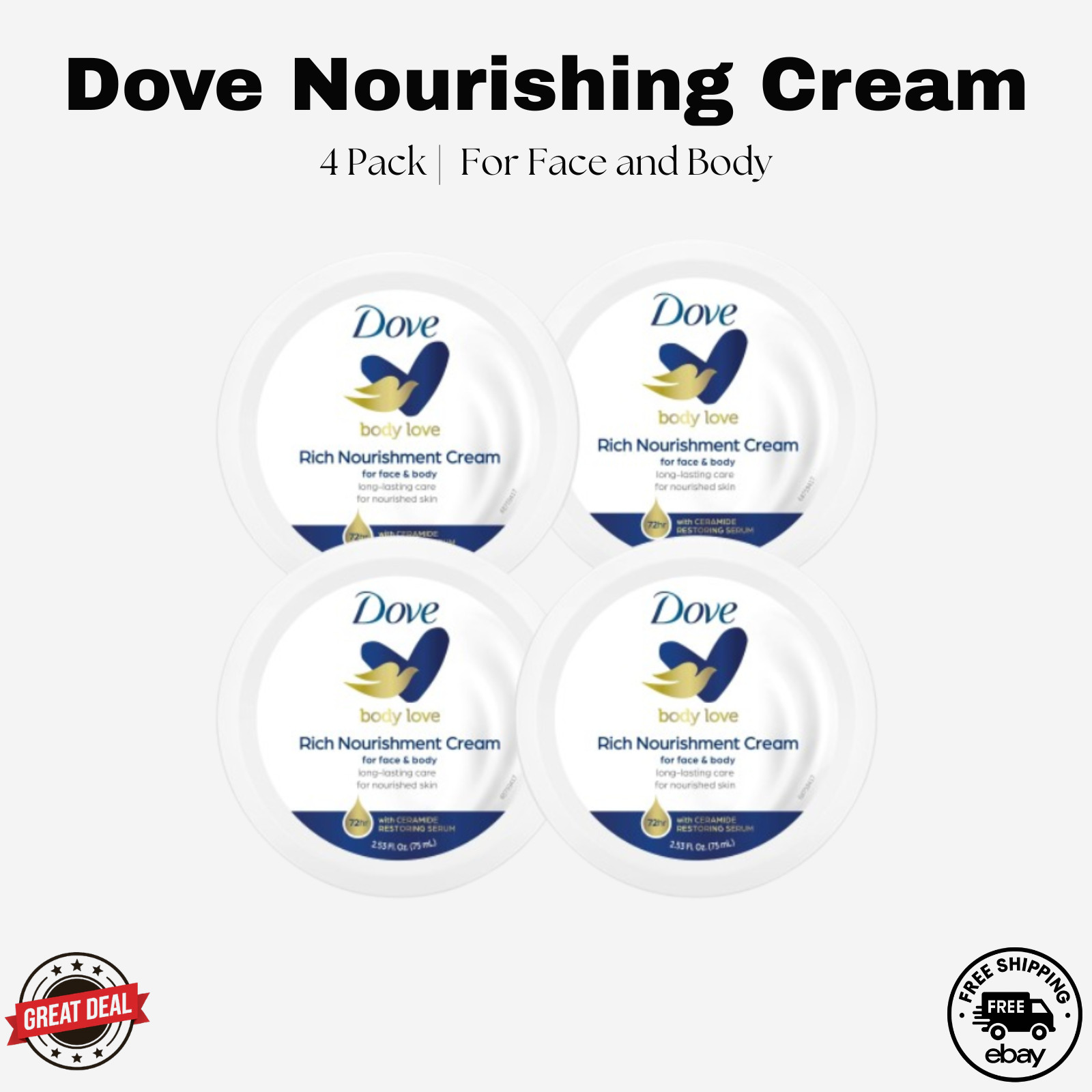 4 Pack &ndash; Face Hand Body Moisturizer 48hr Hydration