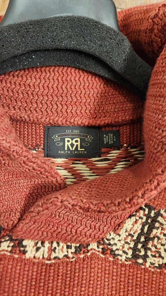 Cárdigan tejido a mano RRL Ralph Lauren Southwest nuevo sin etiquetas grande Foto 2 de 3