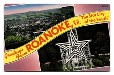 Vintage Roanoke VA Star City of the South Postcard Mill Mountain View