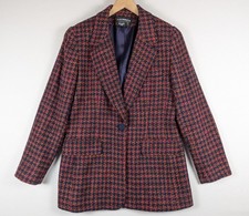 Vintage Liz Claiborne Tweed Blazer Navy Orange Wool Blend Academia Womens 12