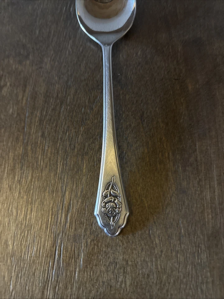 Oneida SENTIMENTAL ROSE Stainless Wm A Rogers Premier 1 Place/ Oval Spoon 6 3/4” - Image 4 of 4