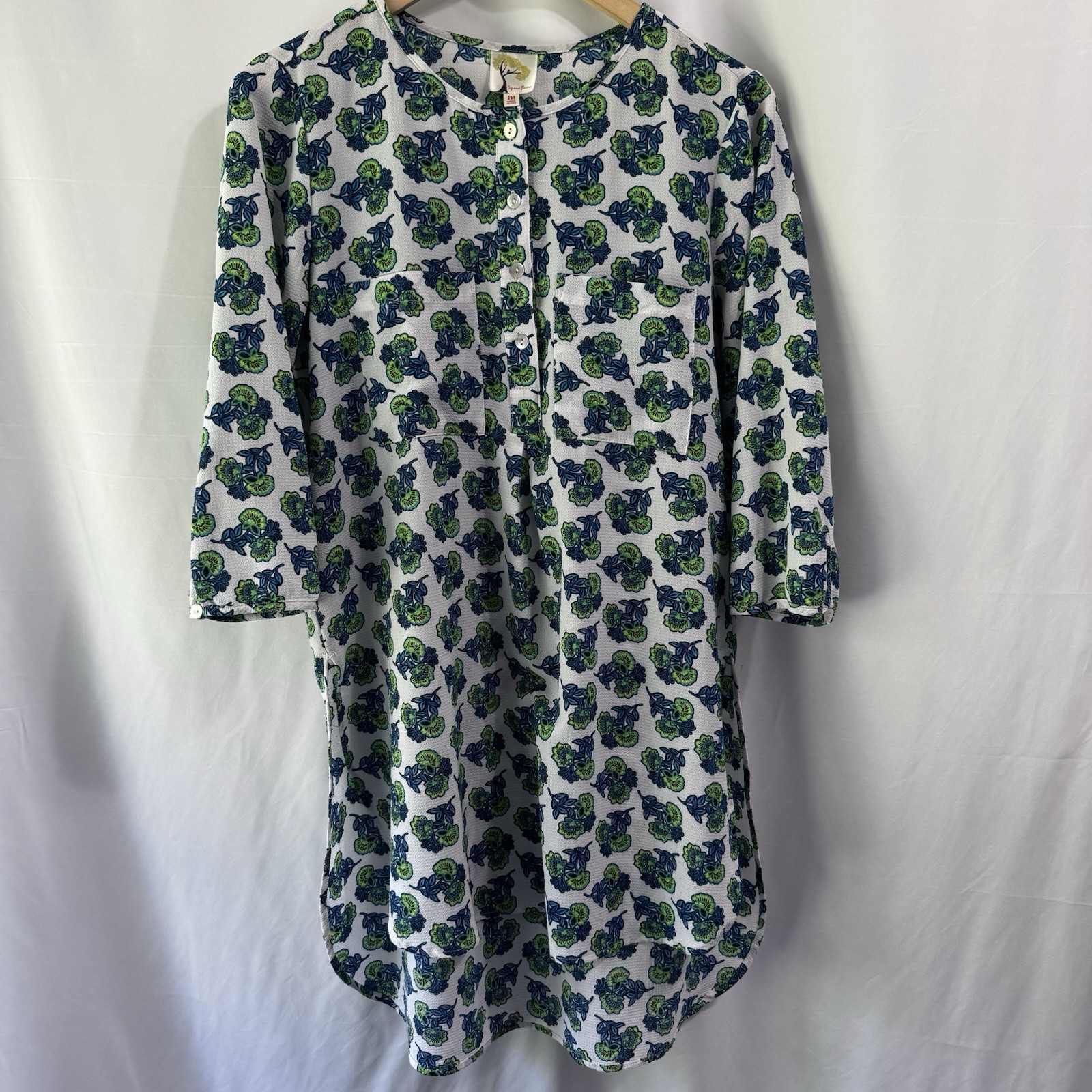 FIG & FLOWER Anthroplogie Womens Medium Floral Tunic Top Polyester Boho Peasant