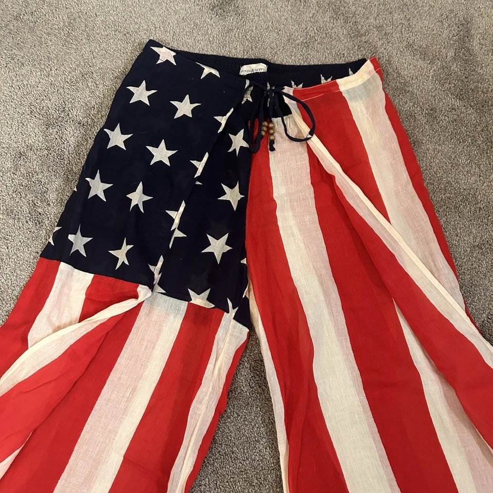 Pantalones de pierna ancha 158 Ralph Lauren Denim & Supply para mujer bandera patriótica americana M Foto 3 de 4
