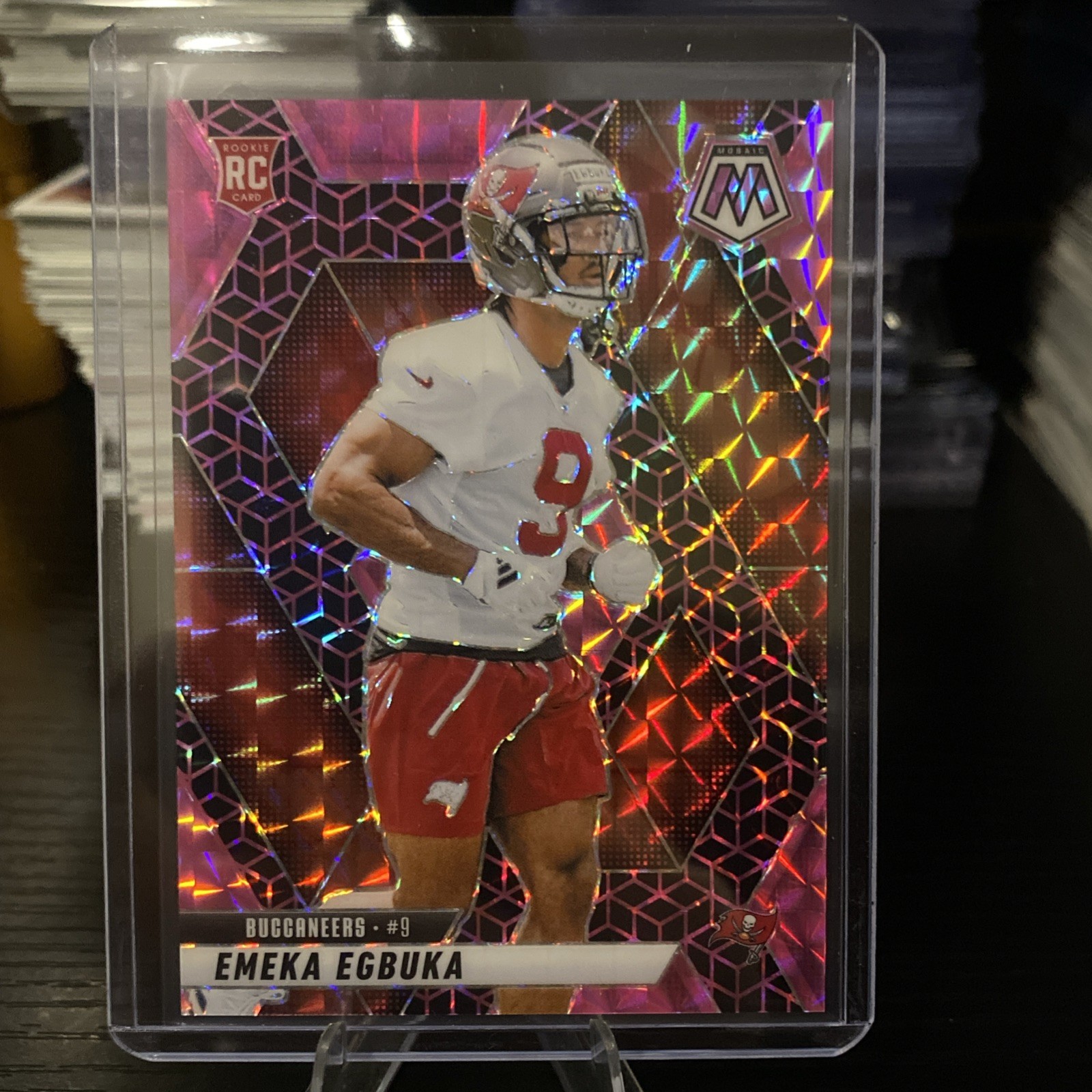 Emeka Egbuka 2025 Panini Mosaic #376 Pink Spectris Prizm FOTL Rookie RC /13