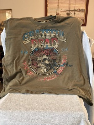 Modern Grateful Dead Tank Men XXL Green Distressed 1974 Tour Logo Philly Bertha