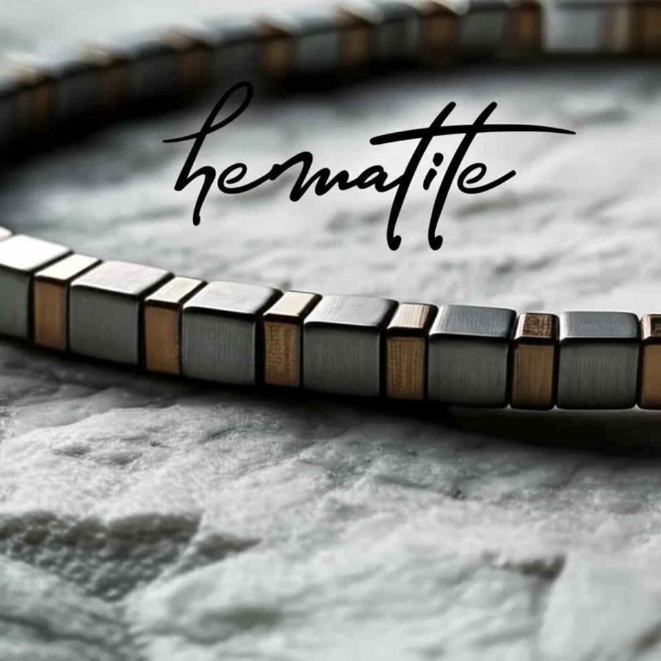 Pulsera de piedras preciosas de hematita natural hecha a mano protección curación mujer hombre Foto 2 de 4