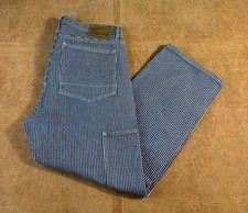 Todd Snyder Straight Fit Carpenter Striped Button Fly Blue Pants 34 x 26