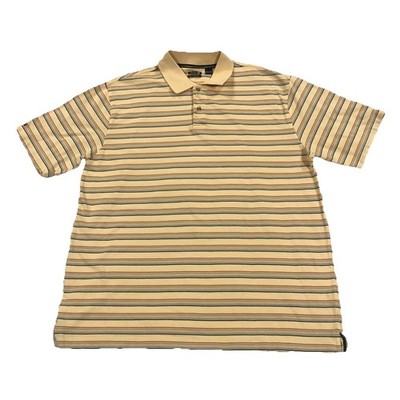 Izod Mens Comfort Golf Polo Shirt Extra Large Yellow Stripe Short Sleeve