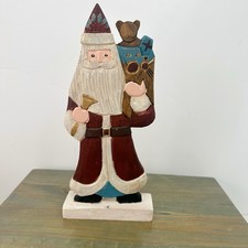 Vintage Hand Carved Wooden Old World Santa Claus 12 Christmas Folk Art Decor