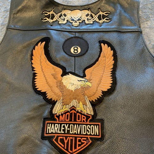 Vintage Harley Davidson Herren Weste Motorrad Echtleder 2XL XXL Made in USA - Bild 3 von 17