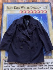 Vintage US Navy Double Breasted Pea Coat Wool Men’s 44S Anchor Buttons Military