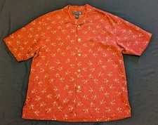 Nat Nast Red Atomic Print 100 Silk Camp Shirt - Men's Sz Large, Limited Edition