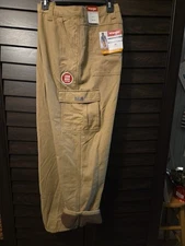 Wrangler Mens Fleece Lined Relaxed Fit Cargo Beige Cotton Pants Size 38x32 NWT