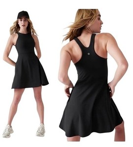 Robe De Tennis Athleta Fille Taille 8/10 - Jaune à Pois, Sans Manches, Doublée