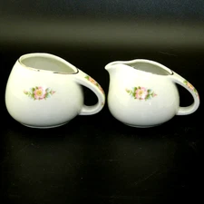 Rose White Cream and Sugar #658 USA 1950's Hall's Superior Quality Kitchenware
